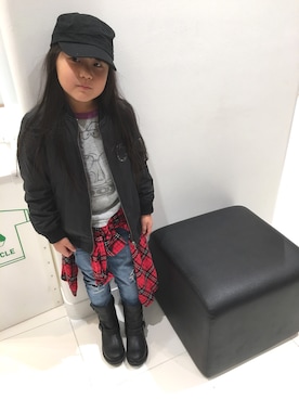 「ワークキャップ」｜「アイテム（ブルゾン）」を使った、kawarikoさん（キッズ・120cm）の冬コーディネート