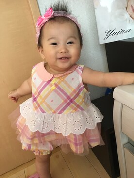 「no brand（ノーブランド）のアイテム（チュニック）」を使った、YUINAさん（キッズ・80cm）の夏コーディネート