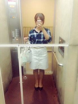 「RETRO GIRL（レトロガール）のアイテム（スカート、ホワイト系）」を使った、U∃P☺︎さん（レディース・151cm）の秋コーディネート