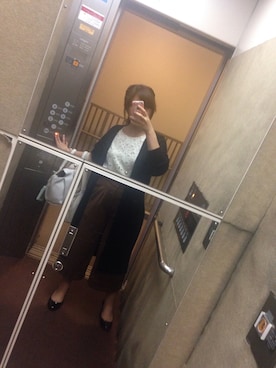 「GU（ジーユー）のアイテム（カーディガン/ボレロ、ブラック系）」を使った、U∃P☺︎さん（レディース・151cm）の秋コーディネート
