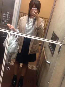 「アイテム（ドレスシューズ、グリーン系）」を使った、U∃P☺︎さん（レディース・151cm）の秋コーディネート