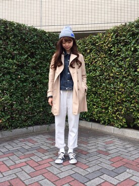「FUDGE」｜「アイテム（トレンチコート）」を使った、chizuruさん（レディース・158cm）の秋コーディネート