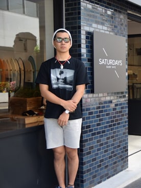 「サタデーズ ニューヨークシティ (Saturdays NYC)」｜「アイテム（アクセサリー）」を使った、俊希さん（メンズ・175cm）の夏コーディネート