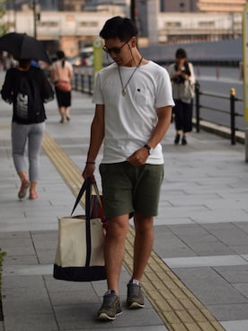 「Alpha Industries（アルファインダストリーズ）のアイテム（トップス）」を使った、俊希さん（メンズ・175cm）の夏コーディネート