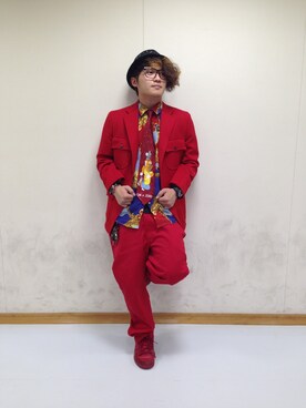 「ネクタイ（ネクタイ、レッド系）」を使った、しょうだよ！さん（メンズ・168cm）の秋コーディネート