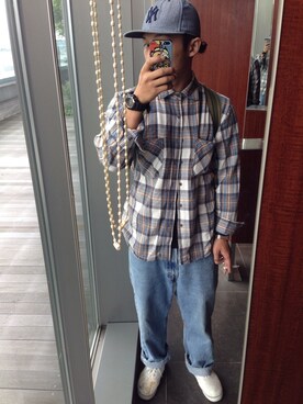 「GU（ジーユー）のアイテム（スニーカー、ホワイト系）」を使った、しょうだよ！さん（メンズ・168cm）の秋コーディネート