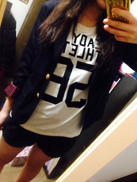 「ing（イング）のアイテム（Tシャツ/カットソー、ホワイト系）」を使った、harunaさん（レディース・153cm）の春コーディネート