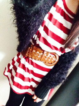 「ing（イング）のアイテム（ワンピース、レッド系）」を使った、harunaさん（レディース・153cm）の春コーディネート