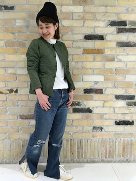 「LAVENHAM（ラベンハム）のアイテム（その他アウター）」を使った、JOURNAL STANDARD Lady's 広島店 スタッフさん（レディース・160cm）の秋コーディネート