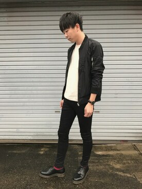 「ダニエルウェリントン」｜「アイテム（MA-1）」を使った、オレスカさん（メンズ・182cm）の秋コーディネート