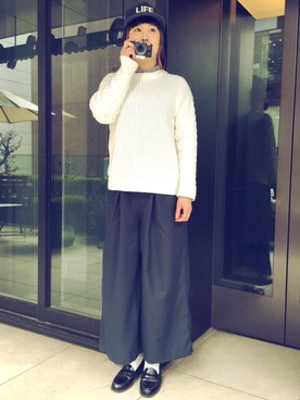 「ギンガムシャツ」｜TEAMCAFETOKYOさん（レディース・163cm）の冬コーディネート