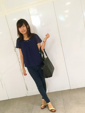「H&M（エイチ・アンド・エム）のアイテム（ポーチ）」を使った、みちきさん（レディース・157cm）の夏コーディネート