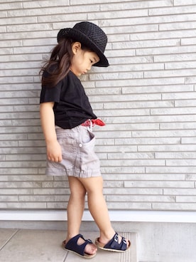 「前だけイン」｜いちあもさん（キッズ・90cm）の夏コーディネート