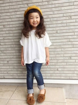 「ドルマン」｜「アイテム（ハンチング/ベレー帽）」を使った、いちあもさん（キッズ・90cm）の夏コーディネート