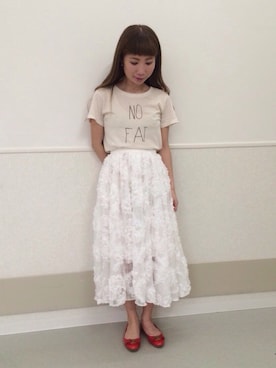 「アイテム（Tシャツ/カットソー）」を使った、Ｍayuko   Kuniyoshiさん（レディース・153cm）の春コーディネート
