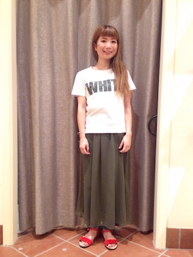 「アイテム（Tシャツ/カットソー）」を使った、Ｍayuko   Kuniyoshiさん（レディース・153cm）の春コーディネート