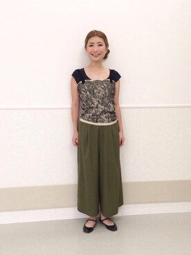 「オリーブ」｜「アイテム（バレエシューズ）」を使った、Ｍayuko   Kuniyoshiさん（レディース・153cm）の夏コーディネート