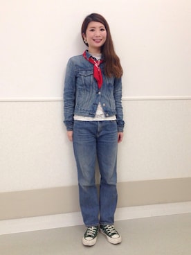 「デニム オン デニム」｜Ｍayuko   Kuniyoshiさん（レディース・153cm）の秋コーディネート