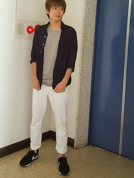 「ネイビーシャツ」｜Ryouichiさん（メンズ・173cm・30代）の夏コーディネート