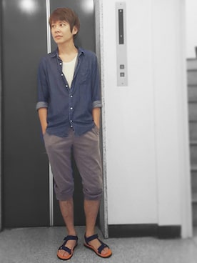 「ネイビーシャツ」｜Ryouichiさん（メンズ・173cm・30代）の秋コーディネート
