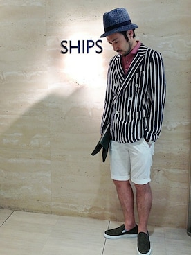 「ストライプジャケット」｜内田さん（メンズ・170cm）の春コーディネート