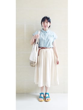 「ADLIB（アドリブ）のアイテム（バッグ）」を使った、heykawaiさん（レディース・156cm）の夏コーディネート