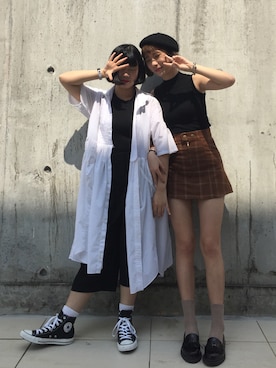 「アイテム（ドレス、ホワイト系）」を使った、Kiyanさん（レディース・163cm）の秋コーディネート