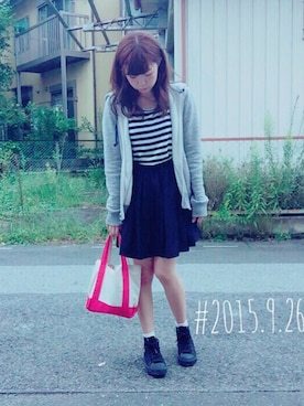 「NETSTAR（ネットスター）のアイテム（Tシャツ/カットソー）」を使った、くまきみかさん（レディース・152cm）の秋コーディネート