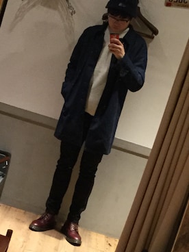 「アイテム（ステンカラーコート）」を使った、ゆーたさん（メンズ・177cm・10代）の冬コーディネート