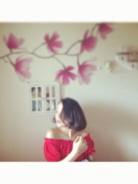 「アイテム（つなぎ/オールインワン、レッド系）」を使った、なつさん（レディース・166cm）の夏コーディネート