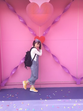 「お揃いコーデ」｜「アイテム（サロペット/オーバーオール）」を使った、なつさん（レディース・166cm）の秋コーディネート