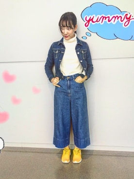 「JUSGLITTY（ジャスグリッティー）のアイテム（デニムジャケット）」を使った、なつさん（レディース・166cm）の秋コーディネート