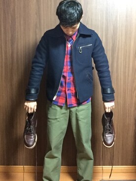 「GOLD（ゴールド）のアイテム（ブルゾン）」を使った、ゆうさん（メンズ・168cm）の冬コーディネート