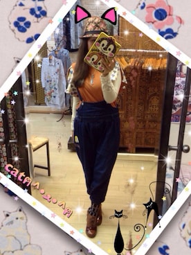 「ScoLar（スカラー）のアイテム（サロペット/オーバーオール）」を使った、ScoLar_nara_GOOFYさん（レディース・153cm）の秋コーディネート