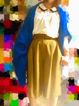 「アイテム（カーゴパンツ、イエロー系）」を使った、あにさん（レディース・157cm）の秋コーディネート