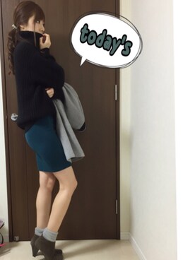 「ボリュームニット」｜「アイテム（ジャケット/アウター）」を使った、nana♡さん（レディース・160cm）の冬コーディネート