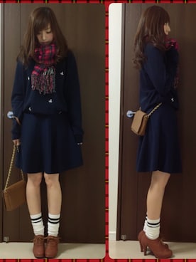 「ミッキー」｜「アイテム（スタジャン）」を使った、nana♡さん（レディース・160cm）の冬コーディネート