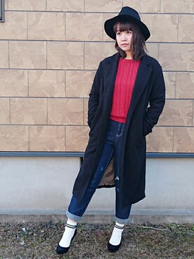 「CLOSE-UP（クローズアップ）のアイテム（ジャケット/アウター）」を使った、こずえ\✩/さん（レディース・160cm）の冬コーディネート