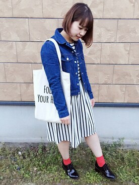 「トートバック」｜「アイテム（その他）」を使った、こずえ\✩/さん（レディース・160cm）の春コーディネート