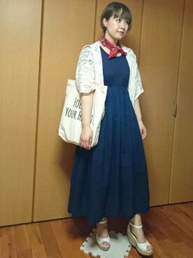 「ネイビー×ホワイト」｜「アイテム（財布/小物）」を使った、こずえ\✩/さん（レディース・160cm）の春コーディネート