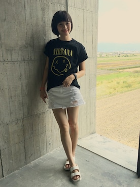 「NIRVANA（ニルヴァーナ）のアイテム」を使った、Carrie Chienさん（レディース・168cm）の夏コーディネート