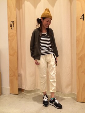 「coenスタッフスタイリング」｜「アイテム（ニットキャップ/ビーニー）」を使った、coen たけさんさん（レディース・157cm）の夏コーディネート