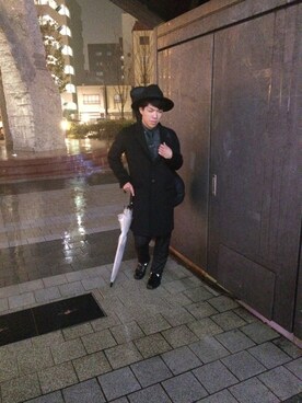 「アイテム（ネクタイ、グリーン系）」を使った、H.Fujitaさん（メンズ・165cm）の冬コーディネート