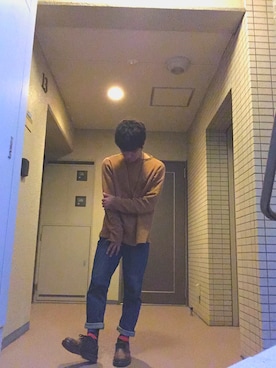 「くつした」｜「アイテム（ブーツ）」を使った、H.Fujitaさん（メンズ・165cm）の冬コーディネート