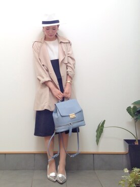 「シルバーシューズ」｜「アイテム（トレンチコート）」を使った、Aya Kurataさん（レディース・154cm）の春コーディネート