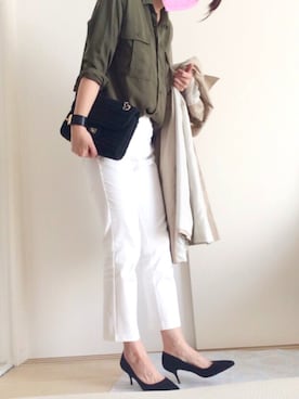 「とろみシャツ」｜「アイテム（トレンチコート）」を使った、meiさん（レディース・175cm）の冬コーディネート