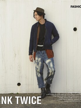 「LOVE」｜「アイテム（デニムジャケット）」を使った、菲力Felix さん（メンズ・187cm）の秋コーディネート