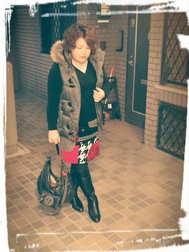 「Desigual（デシグアル）のアイテム（スカート）」を使った、Rena Inoueさん（レディース・156cm）の秋コーディネート