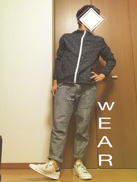 「アイテム（マウンテンパーカー、ブルー系）」を使った、しろさん（メンズ・167cm）の秋コーディネート