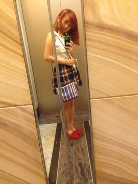 「Abercrombie&Fitch（アバークロンビーアンドフィッチ）のアイテム（タンクトップ）」を使った、miyahさん（レディース・153cm）の夏コーディネート